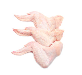 Fresh raw chicken wings on white background