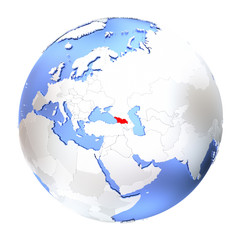 Georgia on metallic globe isolated