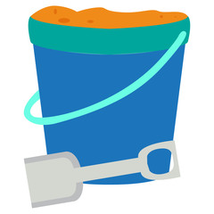 Isolated sand bucket and a shovel, Vector illustration