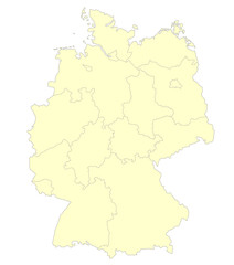 Fototapeta na wymiar Map of Germany in yellow color