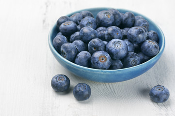 Blueberries in blue bowl