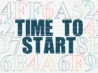 Timeline concept: Time to Start on wall background