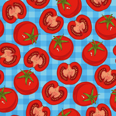 Ripe Red Tomato. Seamless Pattern