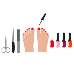 Set for a pedicure on a white background