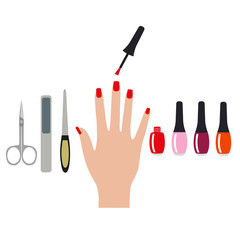 Set for manicure on white background