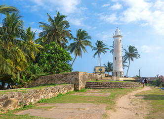 Fototapeta na wymiar Lighthouse on the island of Sri Lanka in Galle.