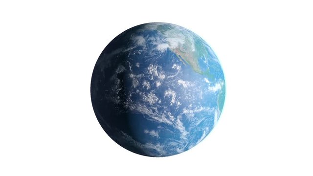 Earth infintie rotation white background