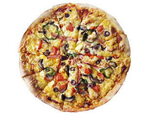 Tasty pizza on white background