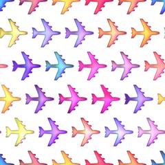 Seamless colorful texture airplane