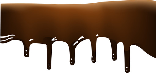 Chocolate.Beautiful chocolate flows down drops. Vector illustration