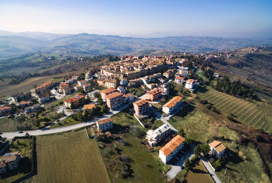Drone Aerial Photo of Italian Hill Town - Staffalo, Italy - Marche region