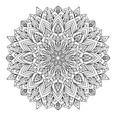 Mandala. Black and white decorative element. Picture for coloring.