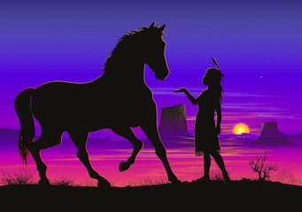 Little Indian Girl with Horse