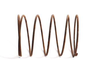 old rusty metal spring isolated on white background