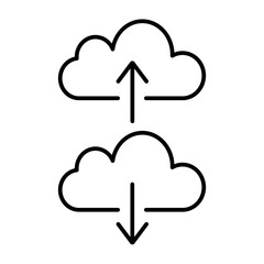 Cloud backup and restore signs linear icon. Vector illustration