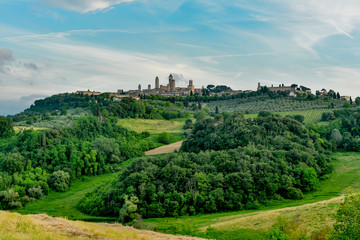 overview of the city of the towers of San Gimignano in Tuscany