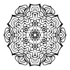 Mandala. Black and white decorative element. Picture for coloring.