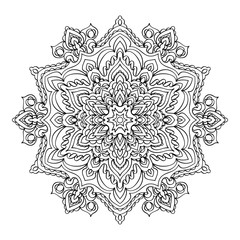 Mandala. Black and white decorative element. Picture for coloring.