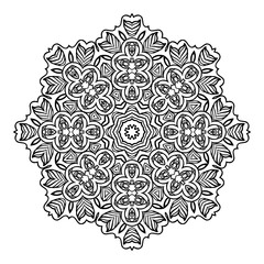 Mandala. Black and white decorative element. Picture for coloring.