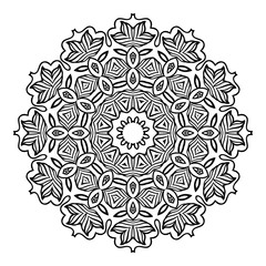 Mandala. Black and white decorative element. Picture for coloring.