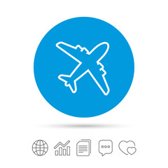 Airplane sign. Plane symbol. Travel icon.