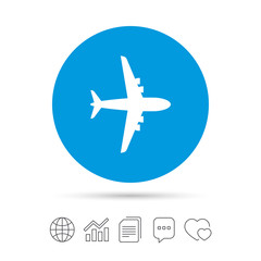 Fototapeta premium Airplane sign. Plane symbol. Travel icon.