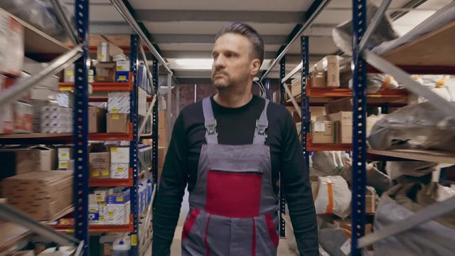 Storekeeper with manual pick list on a warehouse