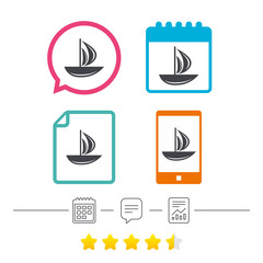 Sail boat icon. Ship sign.