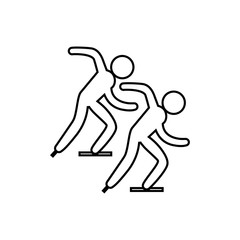 eps10 vector thin line Short Track Speed Skating sport icon. Winter sport activity pictogram for web, print. Black athlete sign isolated on gray. Hand drawn competition symbol. Graphic design clip art