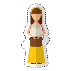 colombian woman coffee collector vector illustration design