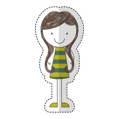 cute little girl drawing character vector illustration design
