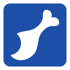 blue, white information sign - gnawed chicken leg