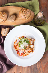 Fettuccine, top-view