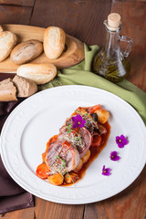 Meat fillet baked with potatoes