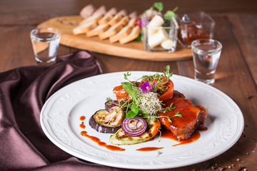 Main dish with meat and vegetables