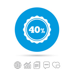 40 percent discount sign icon. Sale symbol.