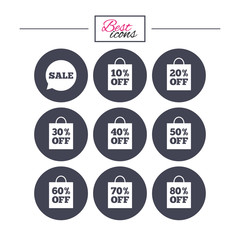 Sale discounts icons. Special offer signs.