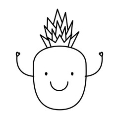 pineapple fresh fruit character drawing icon vector illustration design