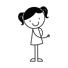 cute little girl drawing character vector illustration design