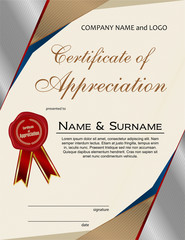 Certificate of Appreciation with wax seal and ribbon portrait version