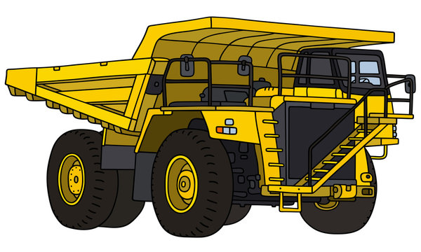 Yellow mining dump truck