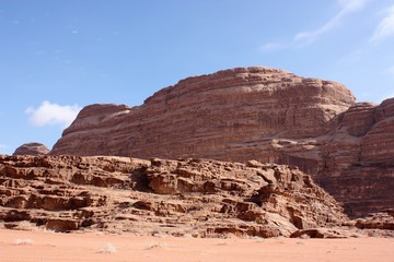Fototapeta premium Stone desert in the desert valley Wadi Rum in Jordan