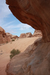 Fototapeta na wymiar Stone desert in the desert valley Wadi Rum in Jordan