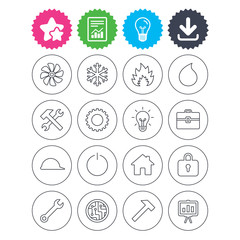Fototapeta premium Ventilation, heat and air conditioning icons.