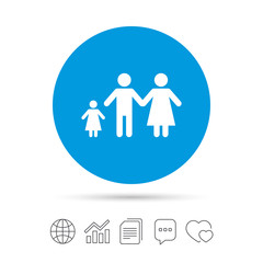 Complete family with one child sign icon.
