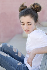 Portrait of teenage girl sitting