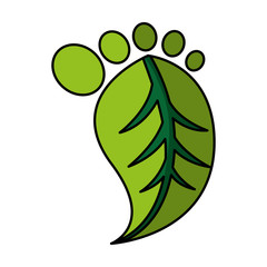 leaf plant ecology with footprint shape symbol vector illustration design