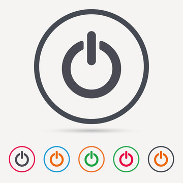 On, off power icon. Energy switch symbol. Round circle buttons. Colored flat web icons. Vector