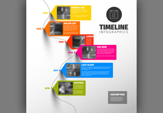 Bright Text Tab Timeline Infographic