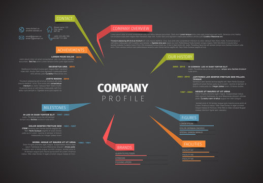 Company Profile Infographic with Folded Tab Element